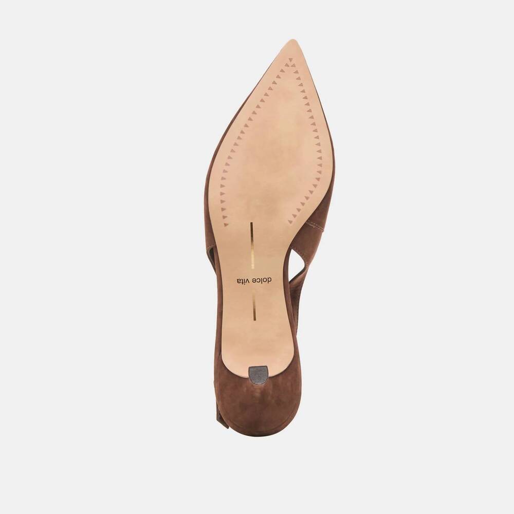 NEW DOLCE VITA women's alenna slingback pointed toe kitten heel in dark brown - Picture 8 of 8